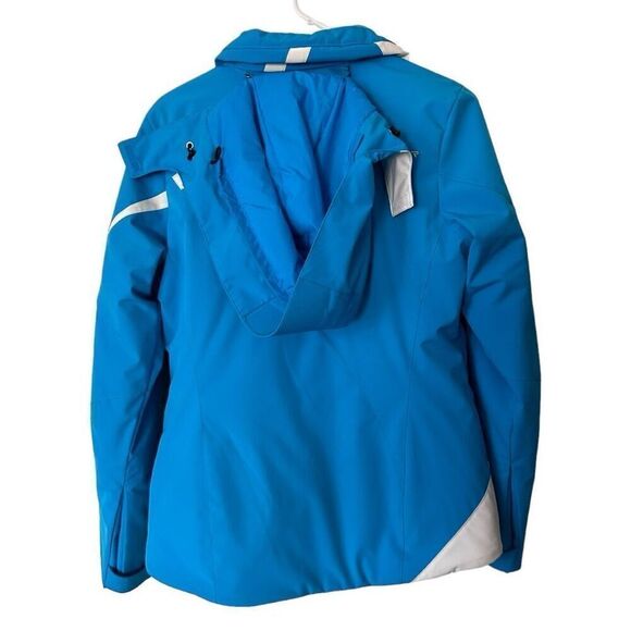 Spyder Colorblock Full Zip Amp Insulated Hooded Ski Jacket Blue White Size 6 - Picture 6 of 12